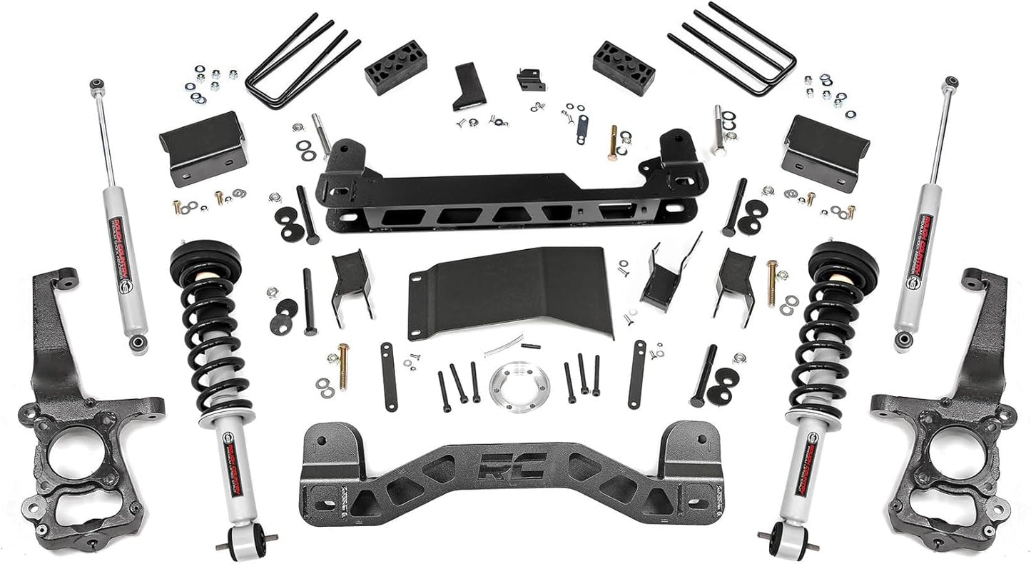 1x 501051 1x 555BOX1 1x 23165 1x 1553BOX6 1x 1555BOX4 1x 557BOX2 4 Inch Lift Kit N3 Struts Ford F-150 4WD (2015-2020)