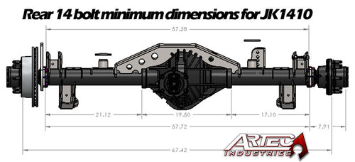 JK 1 Ton Basics Rear Axle Swap Kit with Spidertrax 9 Inch Truss Artec Industries